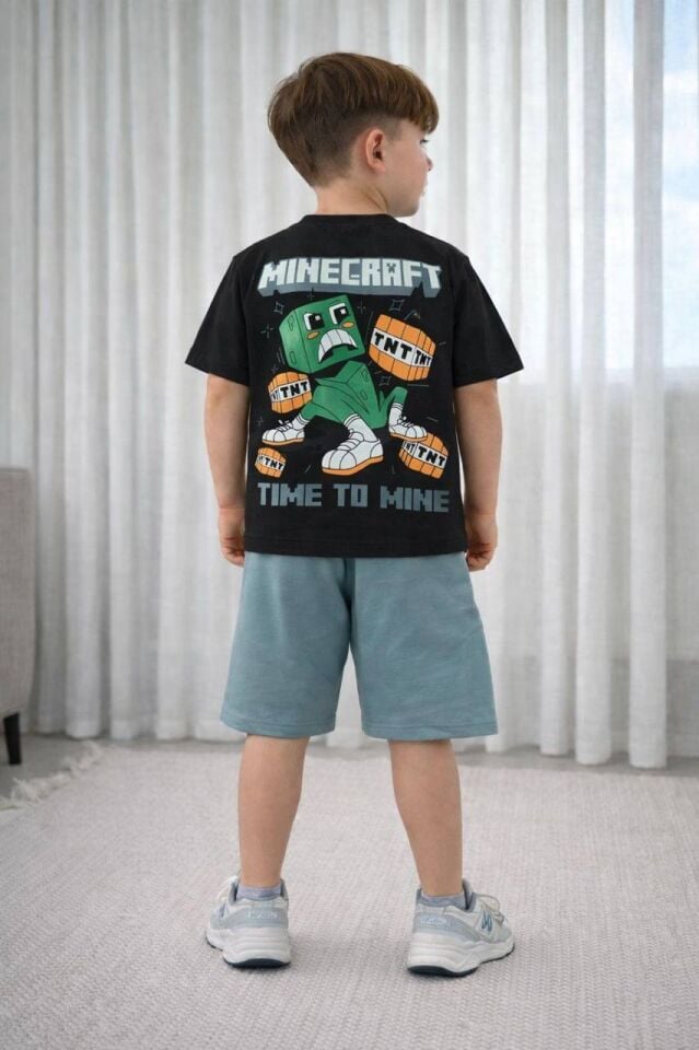 MINECRAFT BASKILI YAZLIK ERKEK ÇOCUK TAKIMI