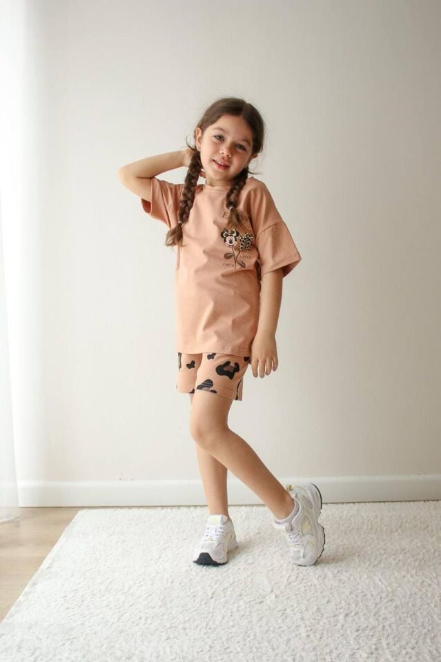 MINNIE BASKILI YAZLIK KIZ ÇOCUK TAKIMI