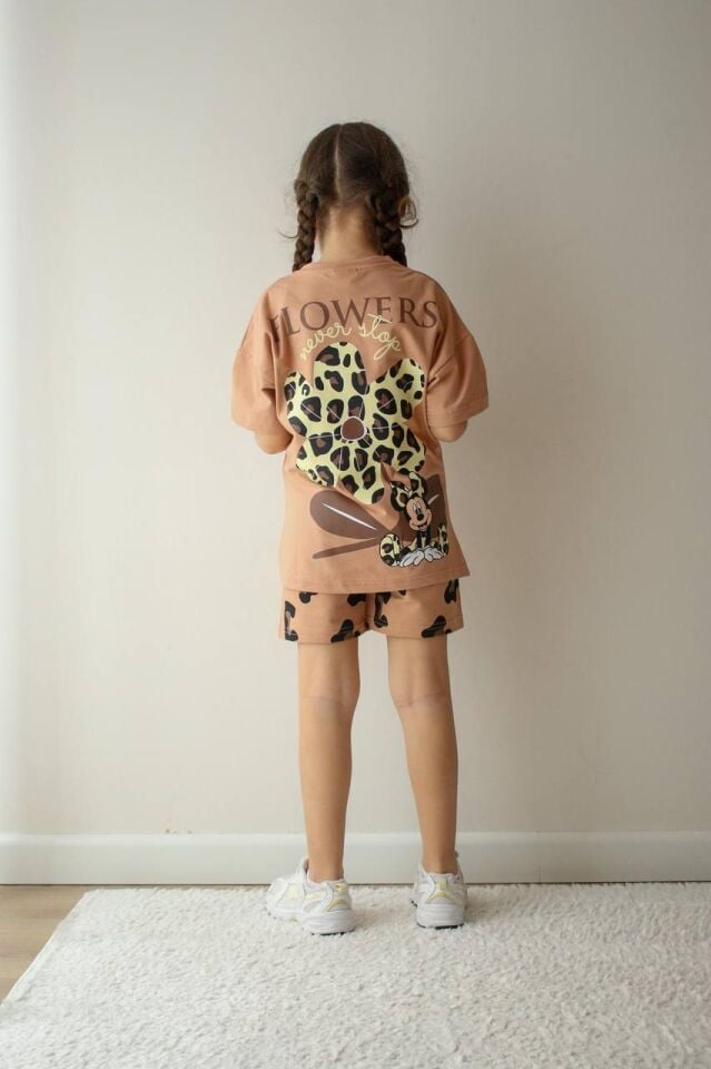 MINNIE BASKILI YAZLIK KIZ ÇOCUK TAKIMI