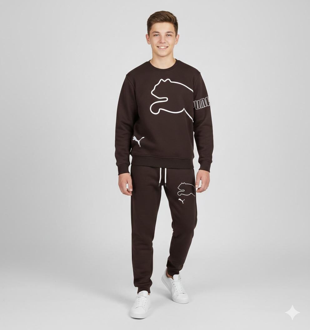 PUMA BASKILI KIŞLIK ERKEK ÇOCUK TAKIMI(KAHVERENGİ)