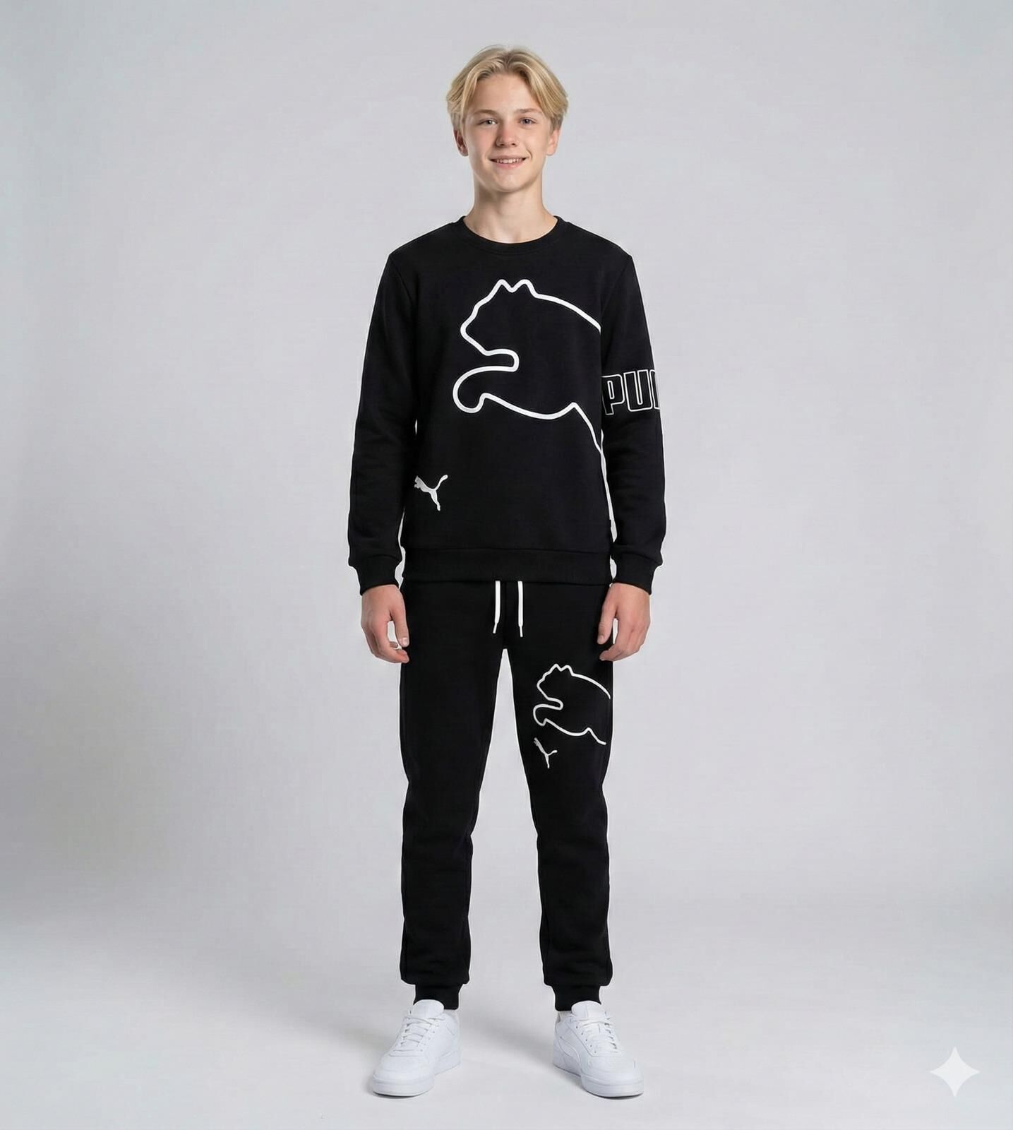 PUMA BASKILI KIŞLIK ERKEK ÇOCUK TAKIMI(SİYAH)