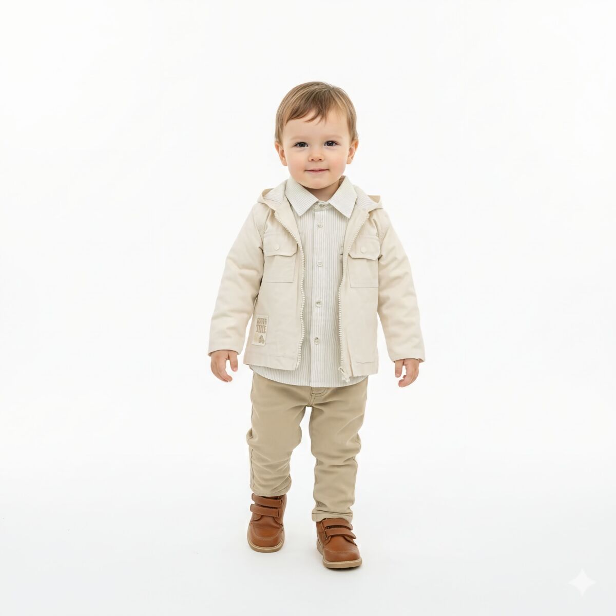 YAĞMURLUK-GÖMLEK VE KOT PANTOLONLU ERKEK BEBE TAKIMI