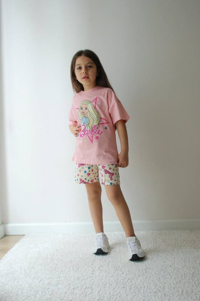 BARBİE BASKILI YAZLIK KIZ ÇOCUK TAKIMI