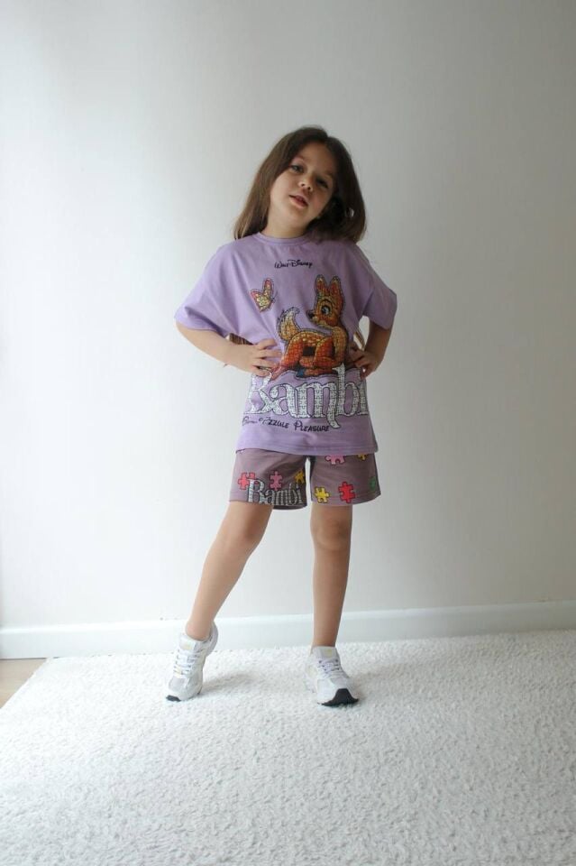 BAMBİ BASKILI YAZLIK KIZ ÇOCUK TAKIMI