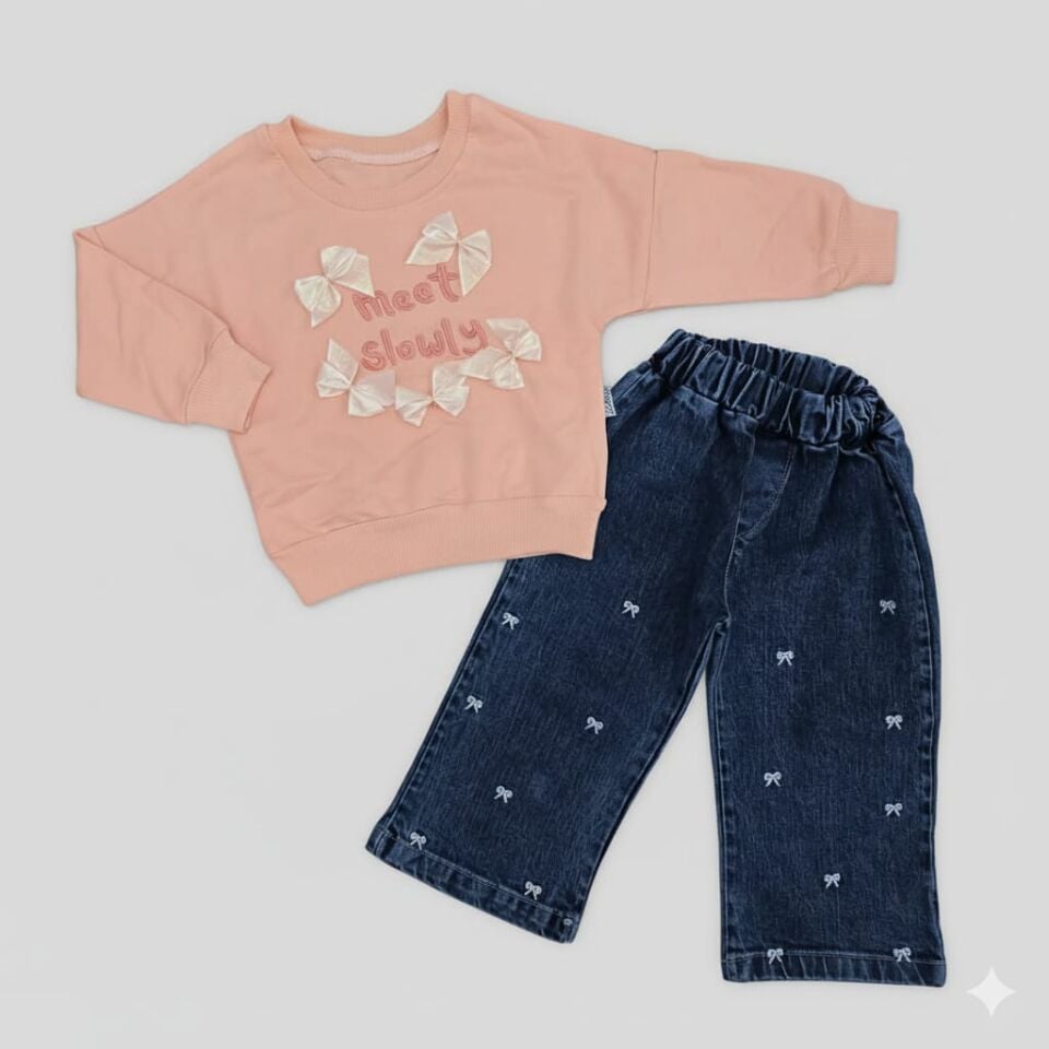 SWET VE KOT PANTOLONLU KIZ ÇOCUK TAKIMI