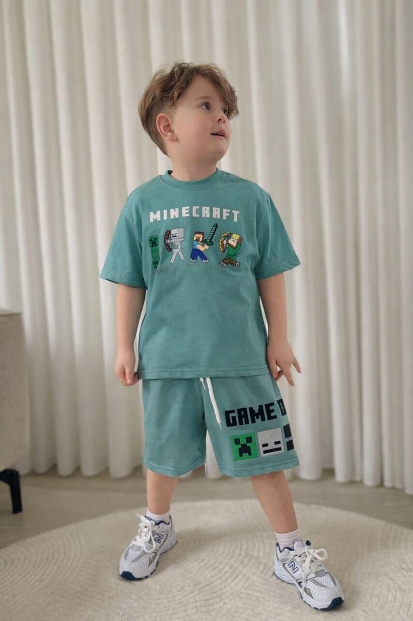 MINECRAFT BASKILI YAZLIK ERKEK ÇOCUK TAKIMI