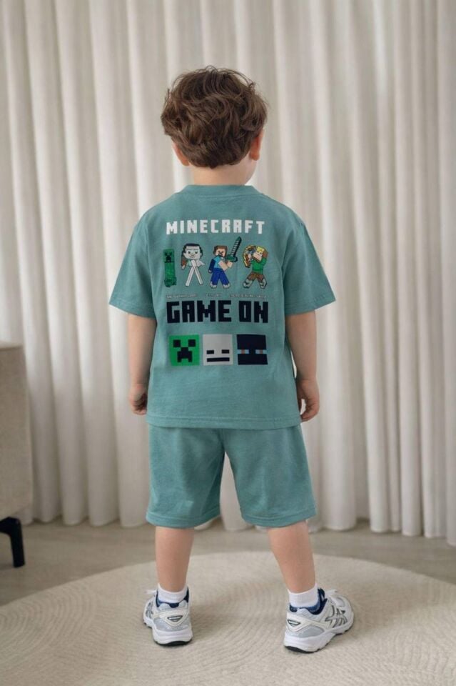 MINECRAFT BASKILI YAZLIK ERKEK ÇOCUK TAKIMI