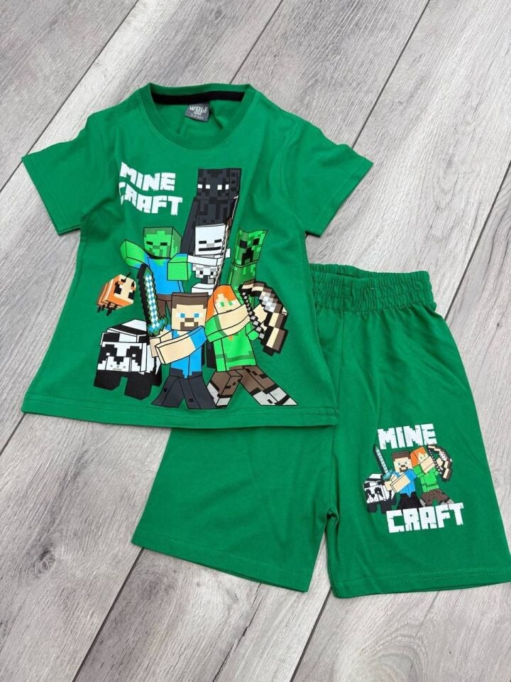 MINECRAFT BASKILI YAZLIK ERKEK ÇOCUK TAKIMI